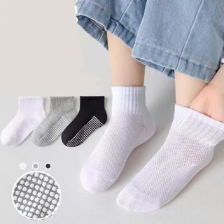 Set 3 đôi Tất Lưới Chống Trượt cho Bé Trai và Bé Gái cổ lửng cao đến cá chân 1 màu Basic Thời trang