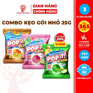 Combo 3 Gói Nhỏ Kẹo Dẻo Thiên Thạch Từ Nước Ép Trái Cây Popit 25g | Đồ ăn vặt