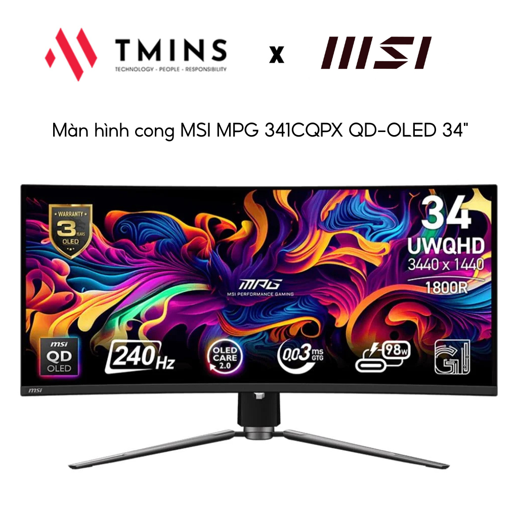 Màn hình cong MSI MPG 341CQPX QD-OLED 34" QD-OLED ( 2K, 240Hz, 0.03ms ) - Hàng Chính hãng