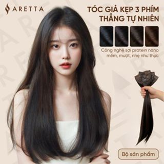 Tóc giả kẹp phím Aretta dáng thẳng cụp đuôi mềm mượt, không kéo tóc độ dài 45cm