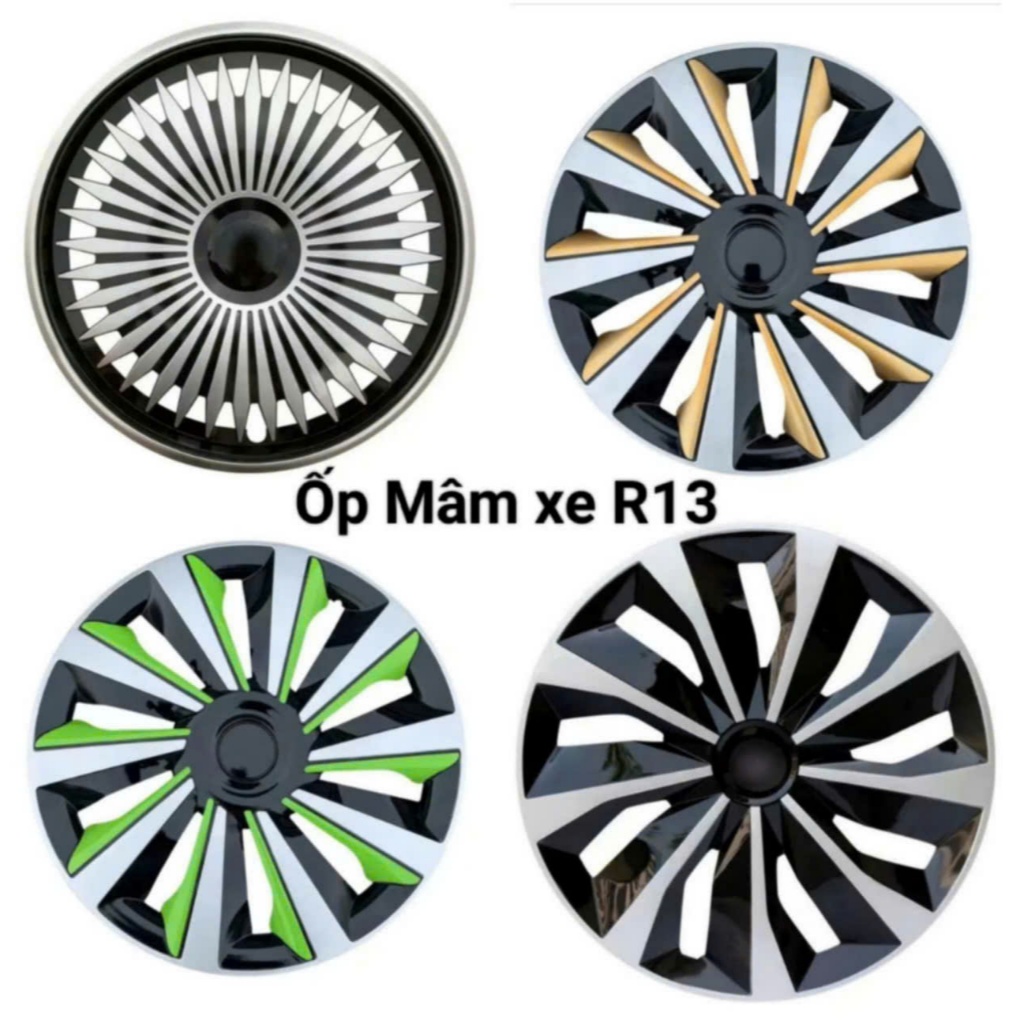 Bán lẻ  Ốp mâm R13 ốp chụp mâm lazang R13 inch ốp vành bánh xe ô tô, phụ tùng mâm ốp lazang r13 chất