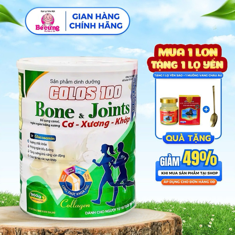 sữa colos 100 xương khớp dành cho người bị loãng xương phòng ngừa tiểu đường 900g
