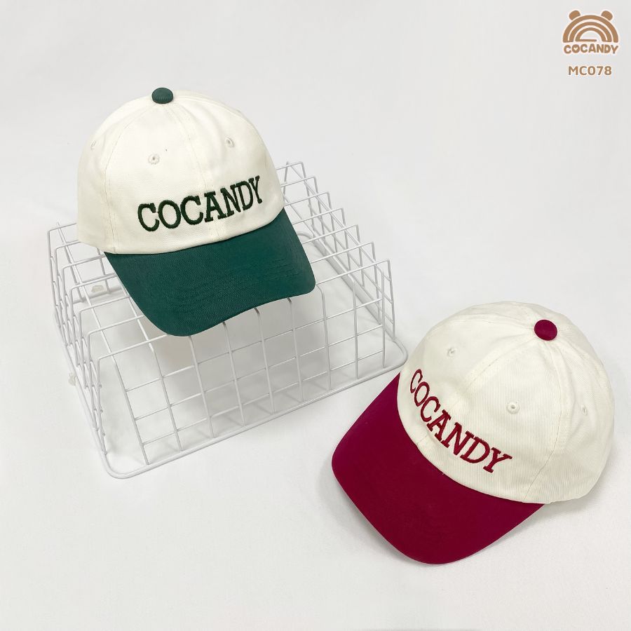 Mũ cho bé COCANDY - Mũ lưỡi trai COCANDY BE phối ĐỎ/XANH mã MC078