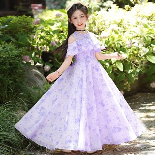  Váy Lụa Hoạ Tiết Hoa 3 Màu Tiểu Thư Cho Bé Gái 20-45kg - Chất Liệu Mềm Mịn 