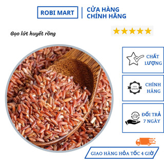 Gạo lứt huyết rồng rang sẵn robimart cho người ăn kiêng, tiểu đường, xương khớp - gói 500g, 1000g