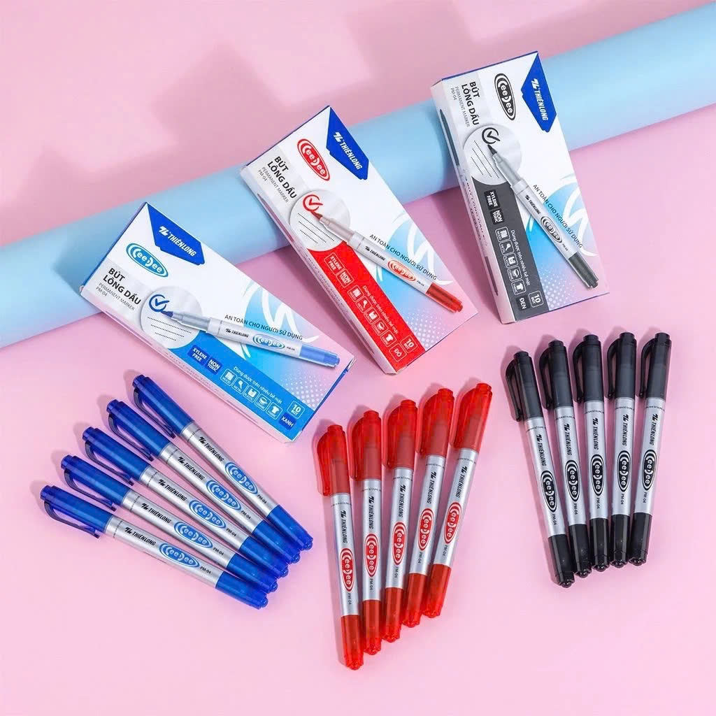 Bút Lông Dầu 2 Đầu Không Xoá Được Thiên Long PM-04 (Mực Xanh)