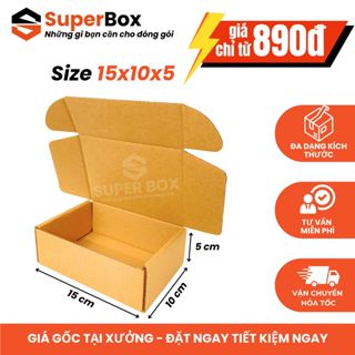 15x10x5 [COMBO 100] hộp carton đóng hàng nắp gài Super Box hộp giấy gói hàng nhanh giá rẻ bền đẹp
