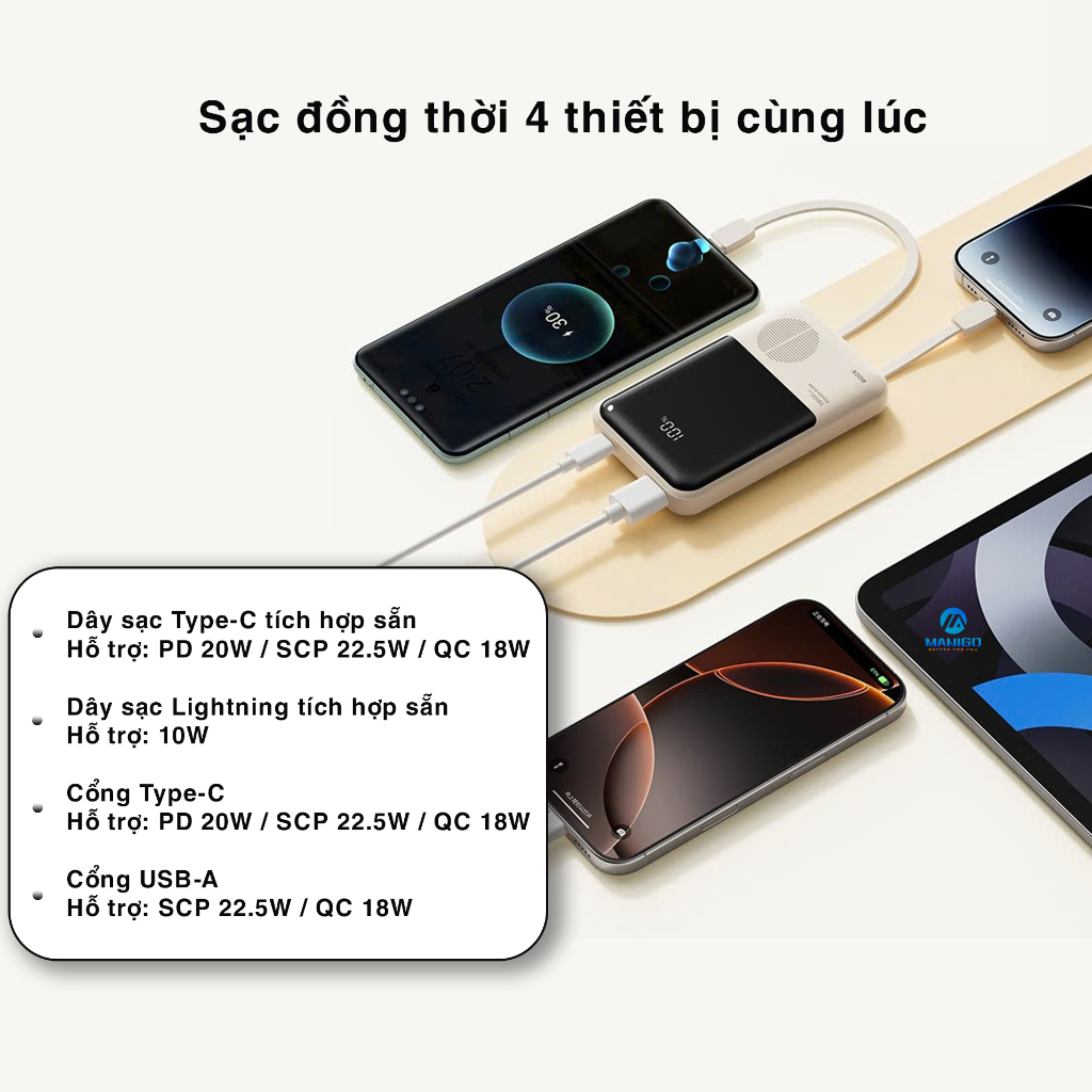 Pin sạc dự phòng tích hợp dây sạc Rockspace P95 sạc nhanh 22.5w 10000mAh hàng chính hãng có BH | BigBuy360 - bigbuy360.vn