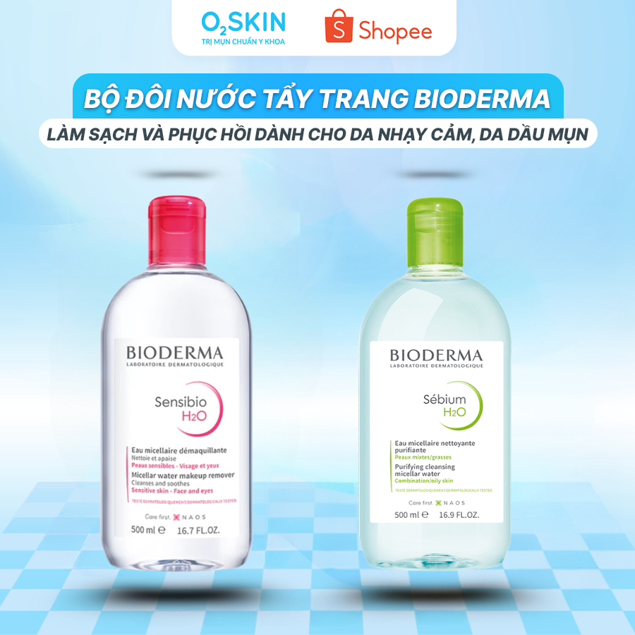 Combo tẩy trang cho mọi loại da Bioderma Sensibio H20 & Sebium H20 - Làm dịu nhẹ da mịn mát
