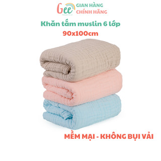 Khăn tắm muslin Gee 6 lớp cho bé sơ sinh, 90x100cm mềm mại, thấm hút, an toàn, khăn quấn, khăn choàng, khăn ủ đa năng
