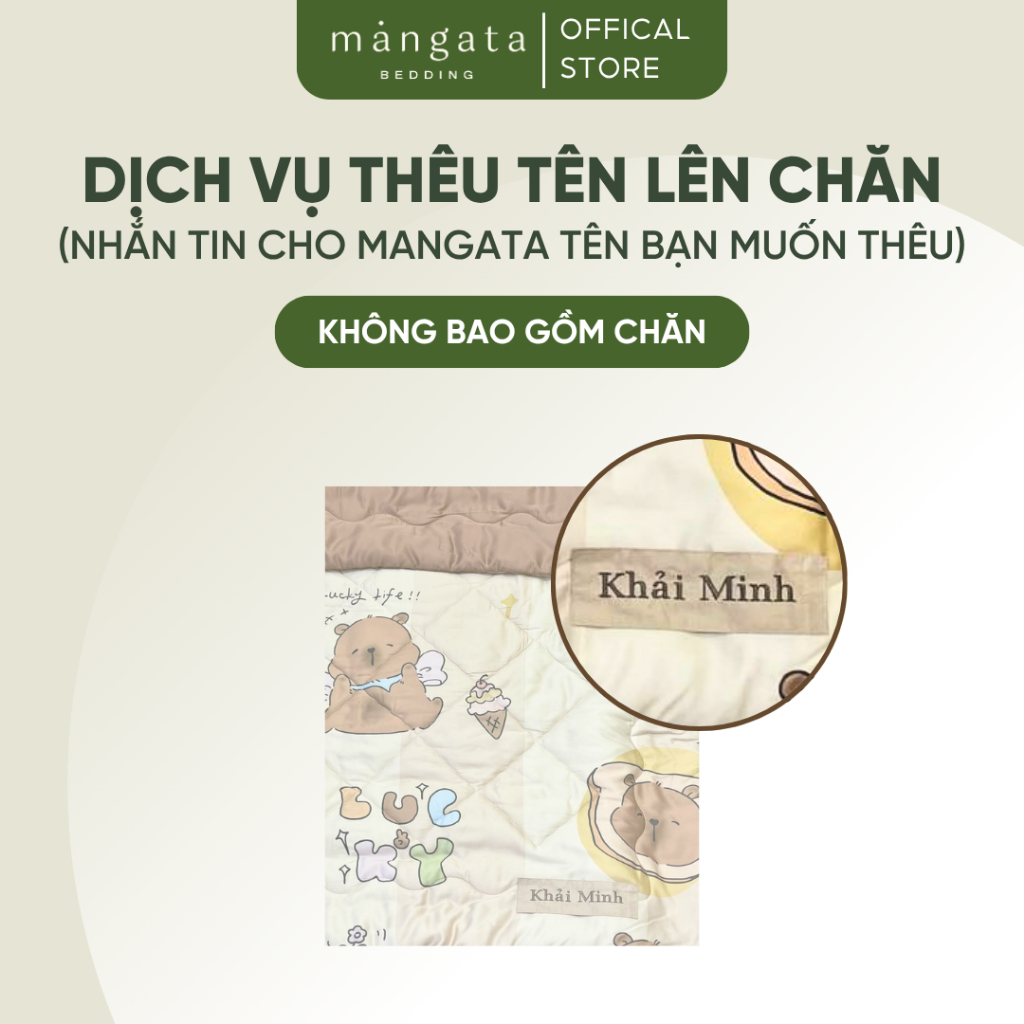 Dịch vụ thêu tên lên chăn em bé MANGATA BEDDING