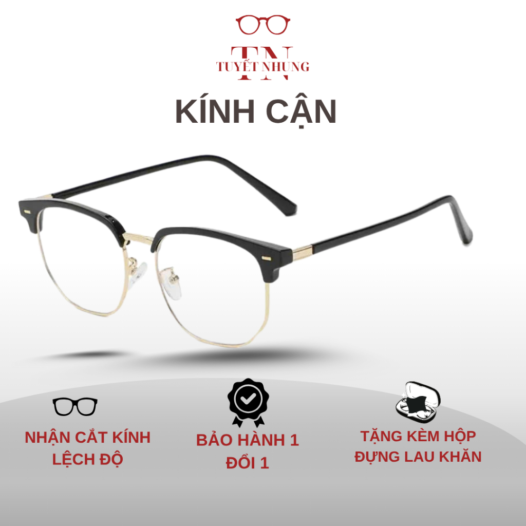 Kính cận thị kiểu clubmaster giành cho nam nữ thời trang Hàn Quốc mã 212 - Tuyết Nhung | BigBuy360 - bigbuy360.vn