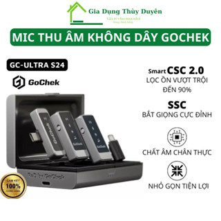  Micro thu âm không dây GoChek Ultra S24 Mic Tích hợp 2 chân cắm Lọc Tạp Âm Giảm Ồn Chuyên Nghiệp 