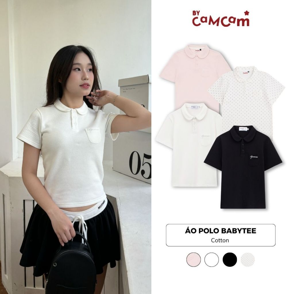 [AI NGOÀI EM] Áo Polo Basic Babytee 𝑩𝒚𝒄𝒂𝒎𝒄𝒂𝒎 Cho Nữ Vải Cá Sấu Cotton Logo Thêu Túi Ngực APN007 | BigBuy360 - bigbuy360.vn