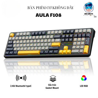 Bàn phím cơ Silent không dây AULA F108 - Hỗ trợ hotswap - LED RGB nhiều chế độ - 3 mode kết nối