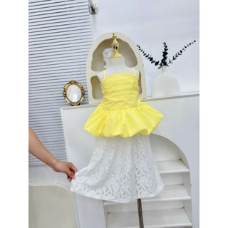 Set váy xinh Poba Kids (M-196) cho bé gái. Áo bí bồng mix chân váy ren đẹp, có lót bên trong