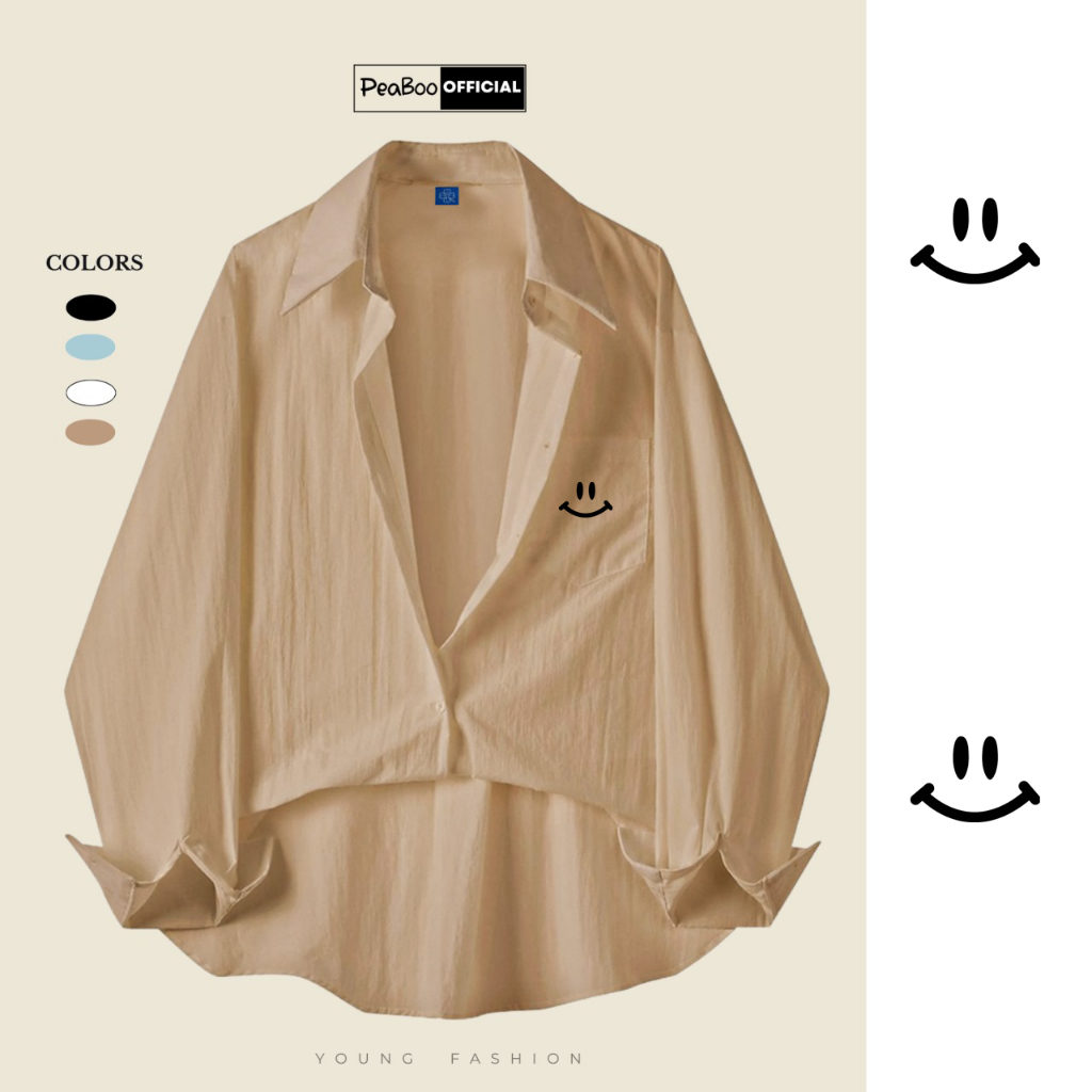 Áo Sơ Mi Nữ Đũi Xước, Sơ Mi Nam Nữ Dài Tay Unisex Mã SMD Trơn Basic Có Túi Ngực By PEABOO, Kiểu Dáng Hàn Quốc, Form Rộng | BigBuy360 - bigbuy360.vn