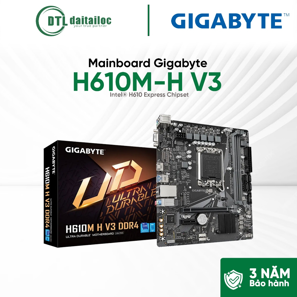 Mainboard - Bo Mạch Chủ Gigabyte H610M-H V3 DDR4 | Chính Hãng | Bảo Hành 36 Tháng