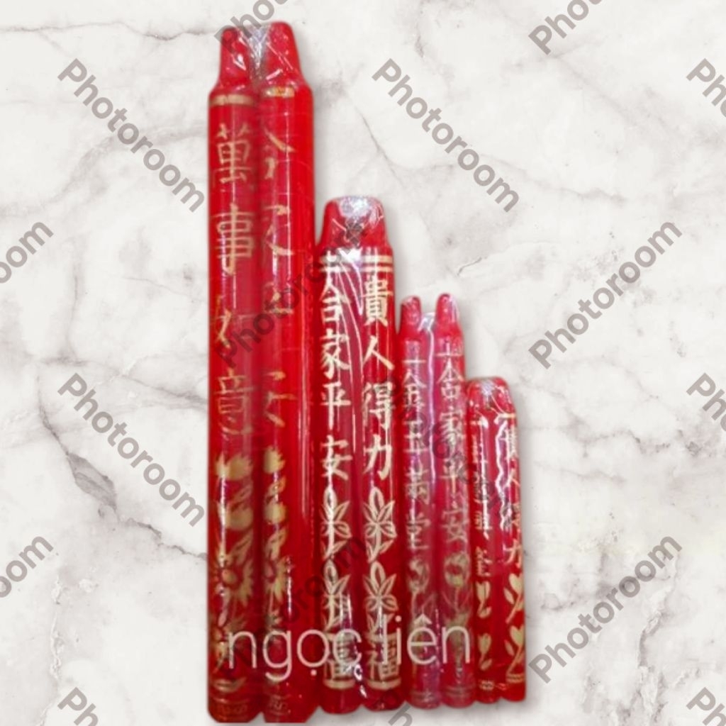 Đèn cầy đỏ decal chữ thắp sáng nghi lễ cúng