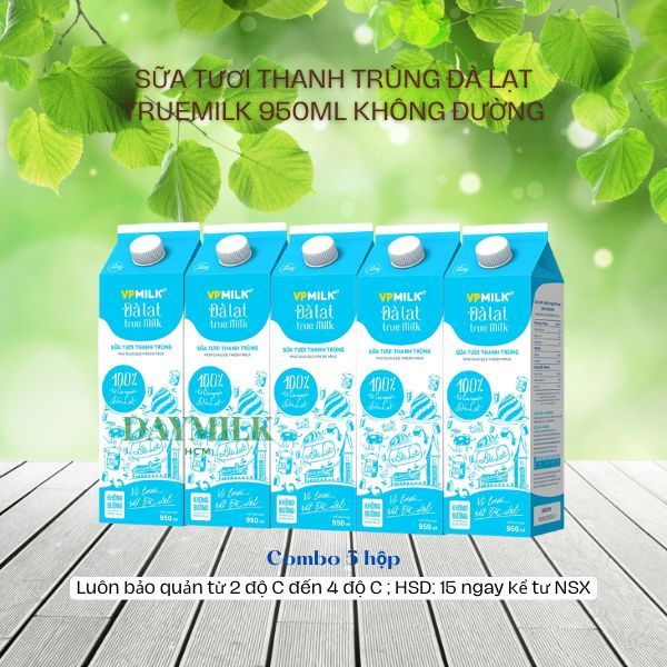 COMBO 5 HỘP SỮA VPMILK ĐÀ LẠT TRUEMILK 950ML