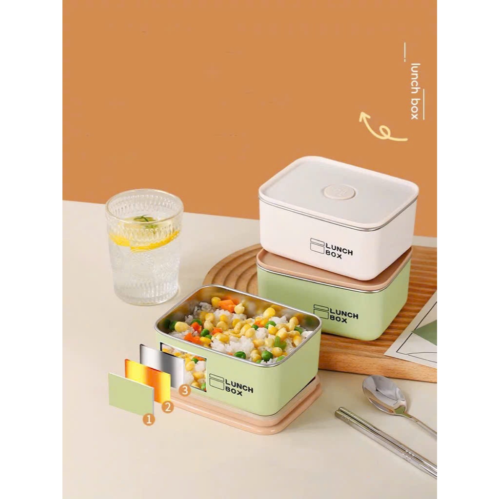 [Mẫu Mới] Hộp Cơm Giữ Nhiệt Văn Phòng 3Tầng - 4 Tầng  Hình Vuông Kèm Túi Cao Cấp Quay Được Lò Vi Sóng Chất Liệu Inox 304 | BigBuy360 - bigbuy360.vn
