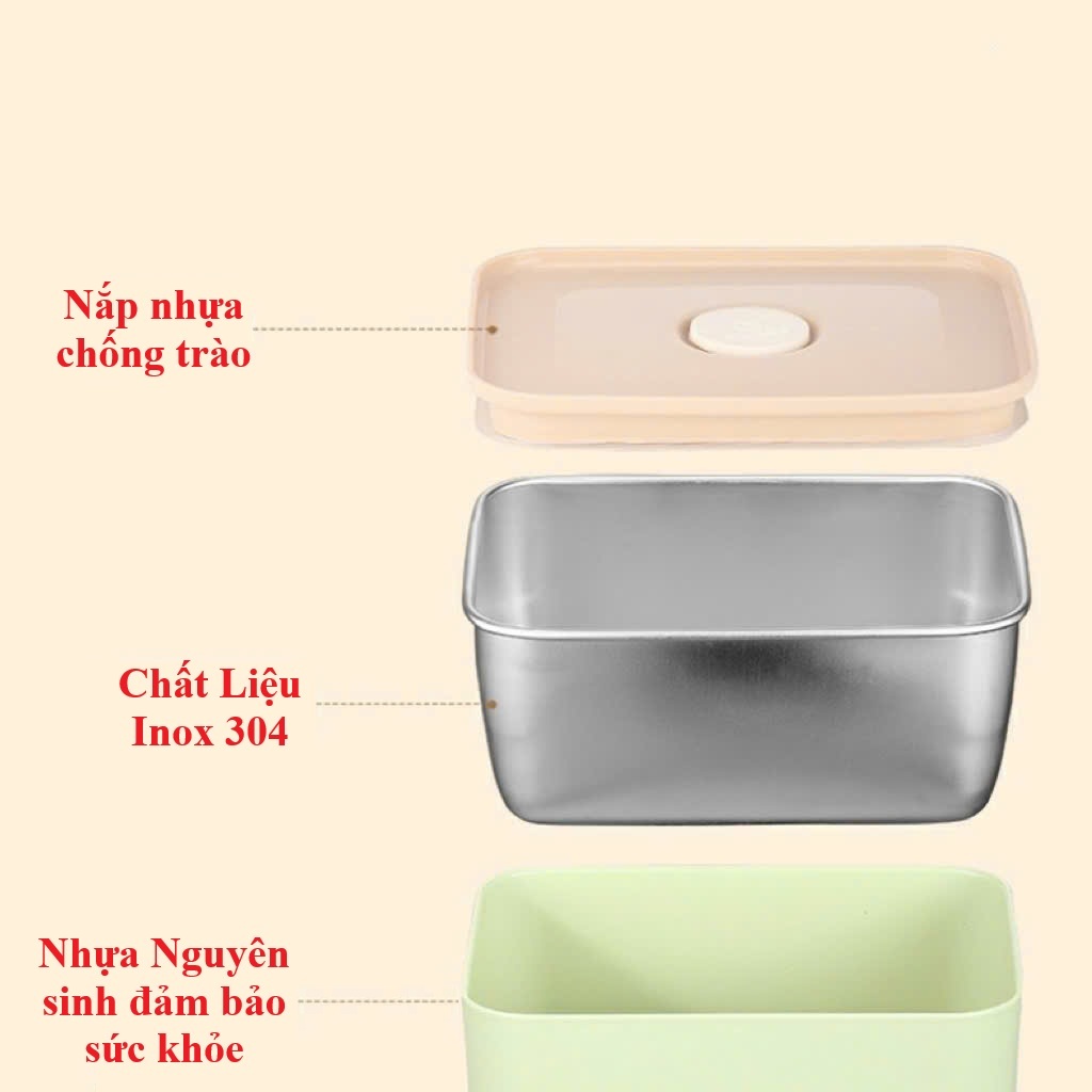 [Mẫu Mới] Hộp Cơm Giữ Nhiệt Văn Phòng 3Tầng - 4 Tầng  Hình Vuông Kèm Túi Cao Cấp Quay Được Lò Vi Sóng Chất Liệu Inox 304 | BigBuy360 - bigbuy360.vn