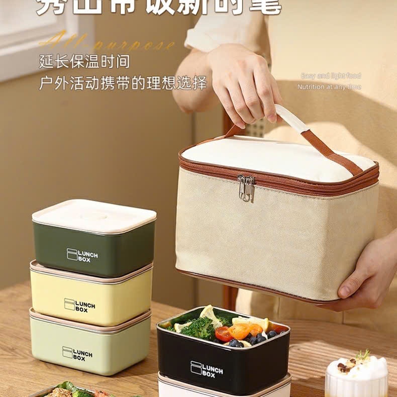 [Mẫu Mới] Hộp Cơm Giữ Nhiệt Văn Phòng 3Tầng - 4 Tầng  Hình Vuông Kèm Túi Cao Cấp Quay Được Lò Vi Sóng Chất Liệu Inox 304 | BigBuy360 - bigbuy360.vn