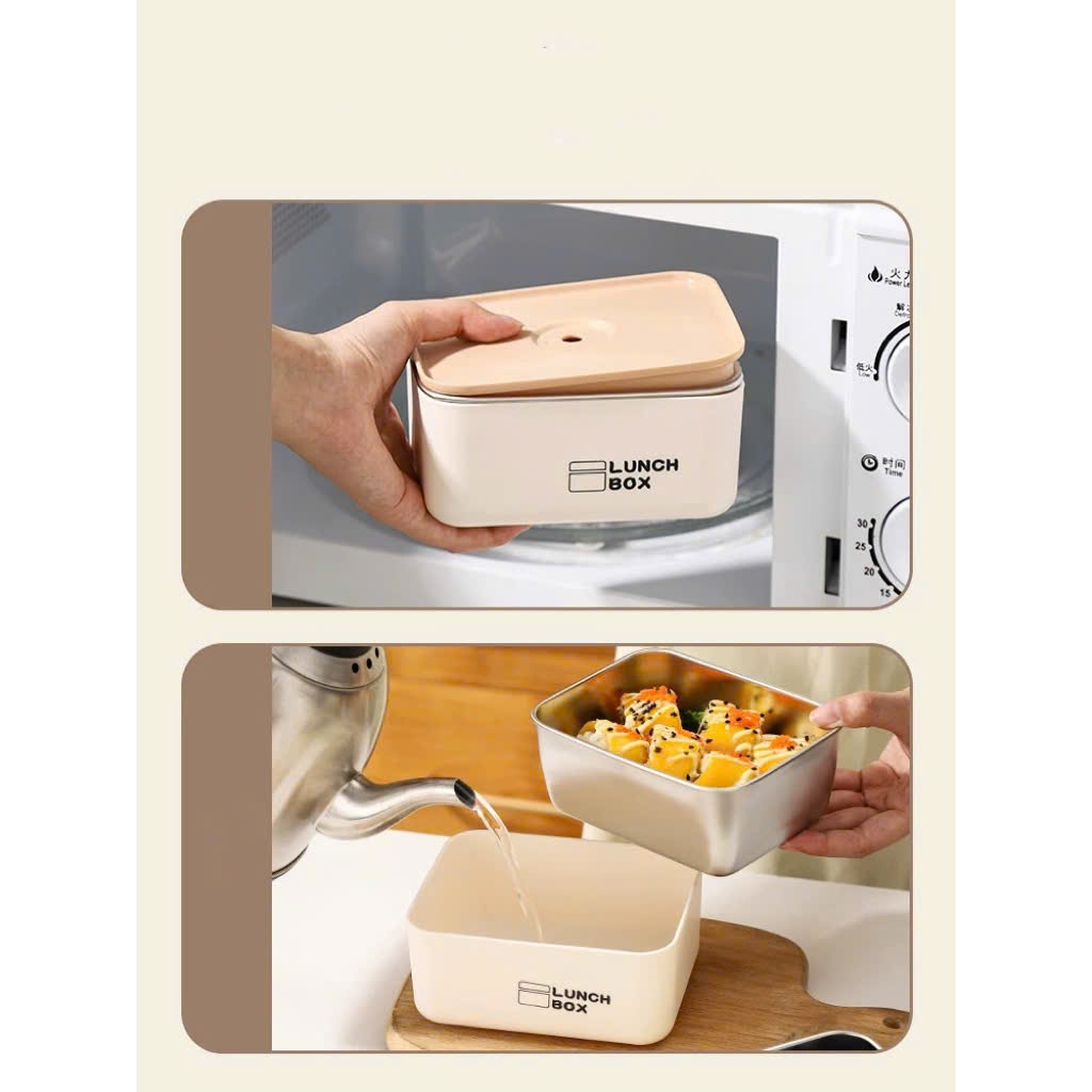 [Mẫu Mới] Hộp Cơm Giữ Nhiệt Văn Phòng 3Tầng - 4 Tầng  Hình Vuông Kèm Túi Cao Cấp Quay Được Lò Vi Sóng Chất Liệu Inox 304 | BigBuy360 - bigbuy360.vn