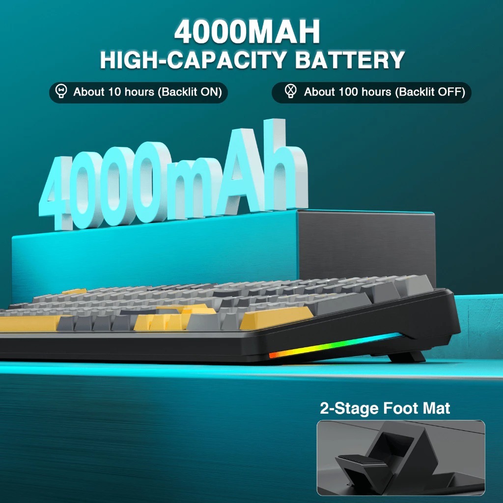 Bàn phím cơ Silent không dây AULA F108 - Hỗ trợ hotswap - LED RGB nhiều chế độ - 3 mode kết nối | BigBuy360 - bigbuy360.vn