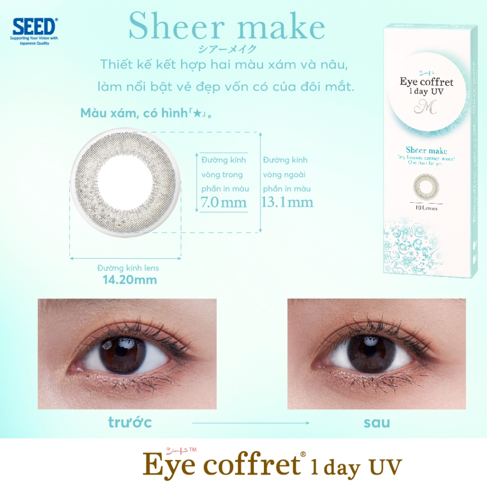 Kính áp tròng 1 ngày SEED Eye Coffret 1 Day UV màu Sheer Make – Lens xám trong trẻo - LENS OPTIC | BigBuy360 - bigbuy360.vn