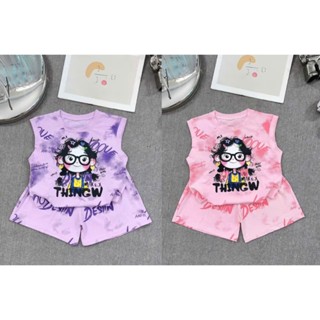 Sét combo 2 bộ quần đùi áo 3 lỗ bé gái ( HỌA TIẾT ÁO 3 LỖ UE ) mềm mịn kute size 9-45 kg M99