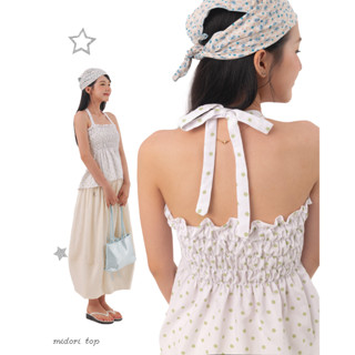 Áo ống cột cổ nữ NAKEDbyV áo tube kiểu nữ phối chun chấm bi ôm tôn dáng MIDORI TOP