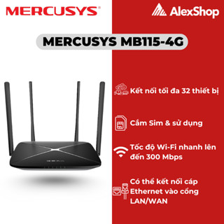 Phát Wifi 4G Mercusys MB115-4G / MB112-4G Băng Thông 300M, Có Cổng WAN, LAN