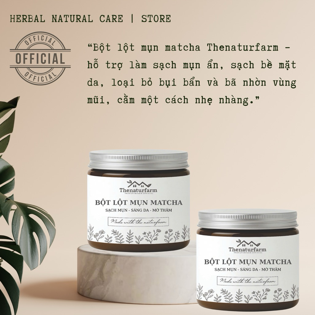 Bột lột mụn Matcha Thenaturfarm [ 50GR ][Sạch mụn, sáng da ]