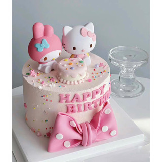 Set 3 mèo Kitty cụp tai trang trí bánh sinh nhật kích thước 9cm