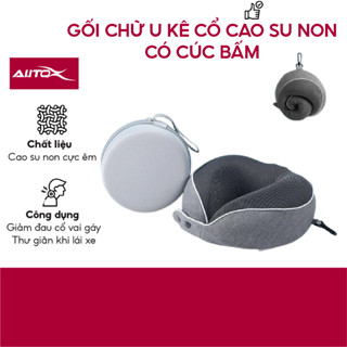 Gối chữ U kê cổ du lịch AutoX có cúc bấm kèm hộp đựng chất liệu cao su non tiện lợi dễ dàng mang đi xa