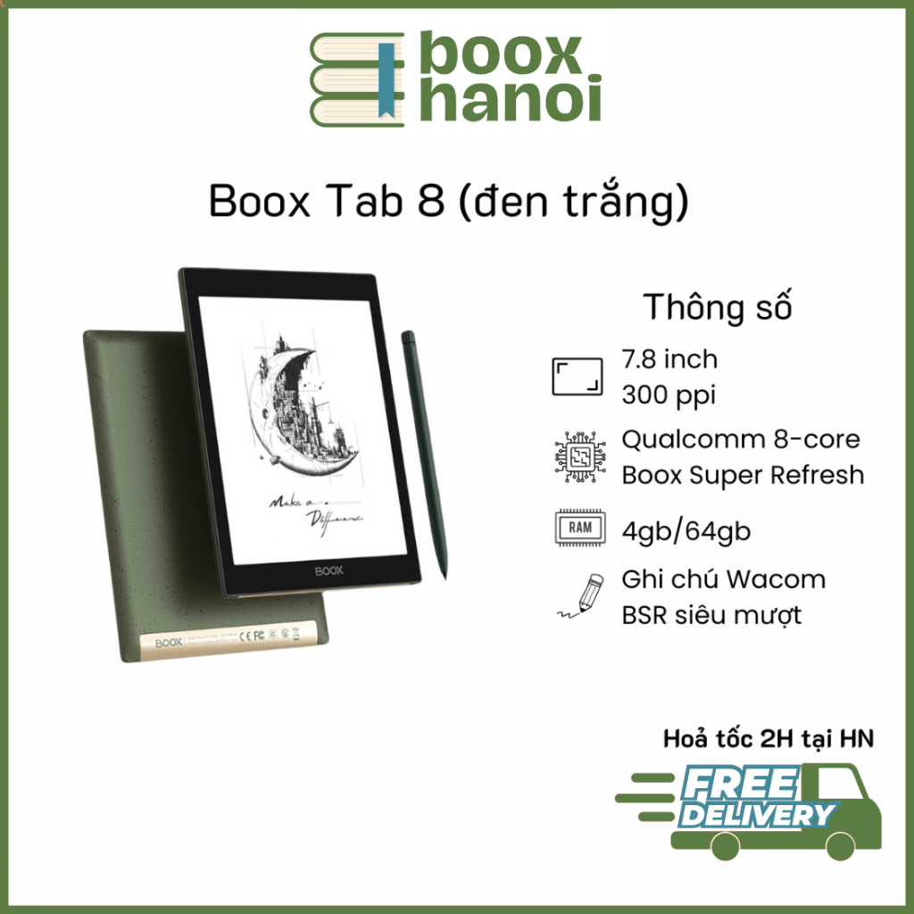 Máy đọc sách Boox Tab 8 Boox Tab Ultra 8inch Boox Tab Mini đen trắng eink bảo vệ mắt - Hàng likenew