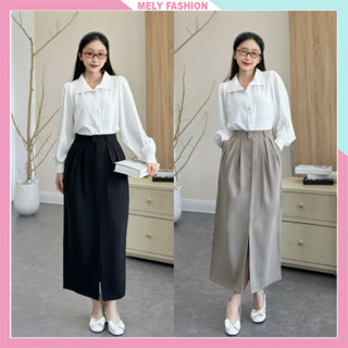 Chân váy bút chì Mely Fashion dáng dài công sở xẻ tà cạp cao tôn dáng che bụng dễ mặc dễ phối đồ đi làm đi chơi CV95