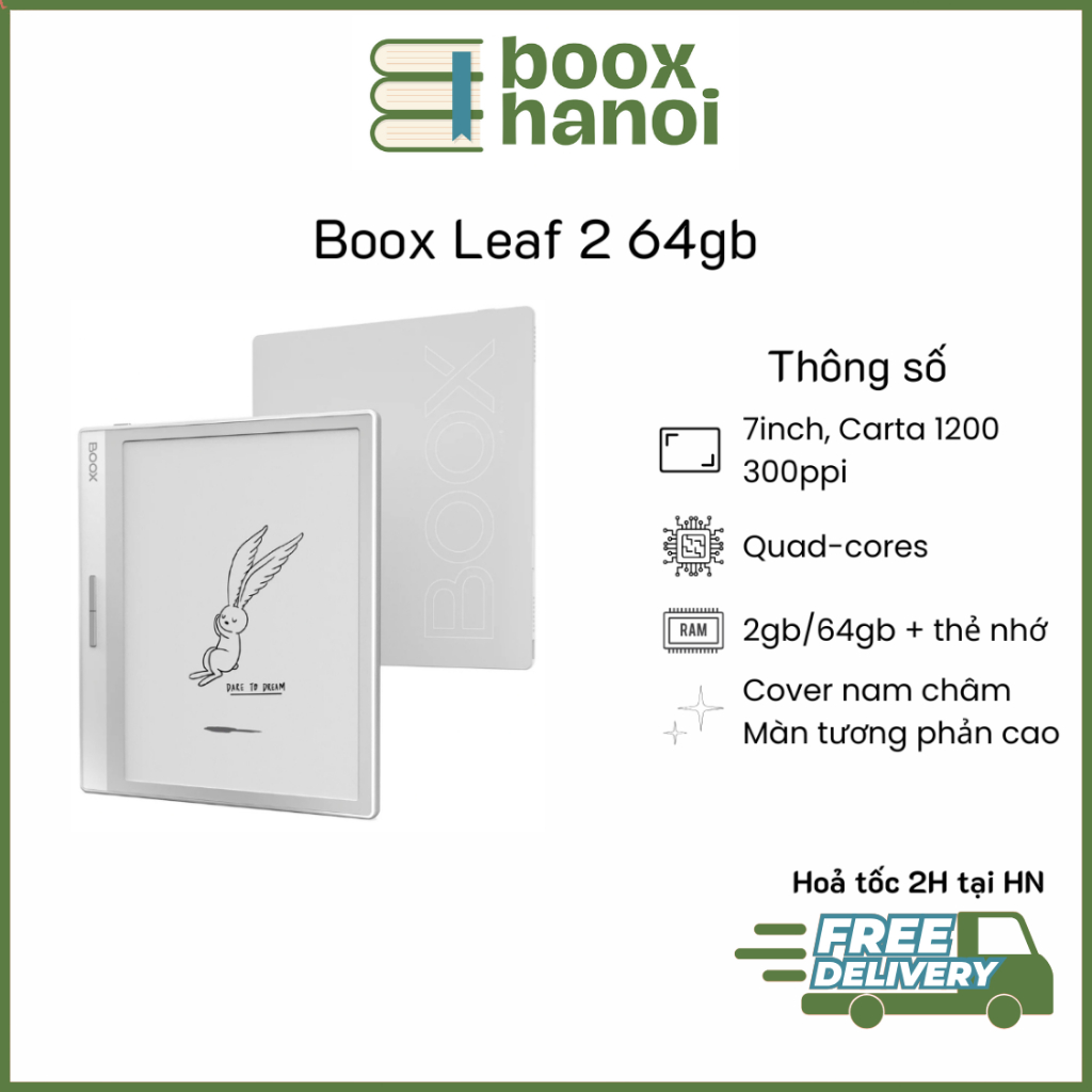 Máy đọc sách Boox Leaf 2 64gb Likenew - Hàng nhập khẩu