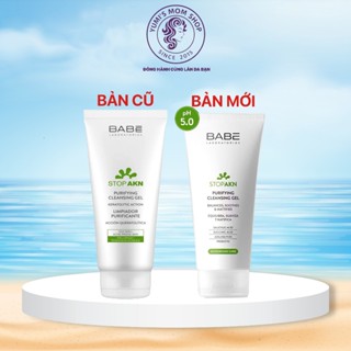 Sữa rửa mặt BABE dạng gel cho da dầu mụn Babe Stop Akn Purifying Cleansing gel 200ml tẩy tế bào chết dịu nhẹ