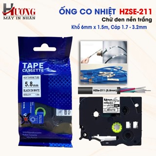  Nhãn In Ống Co Nhiệt HZSe-211 Khổ 6mm X 1,5m Cáp 1.7-3.2mm Màu Trắng 