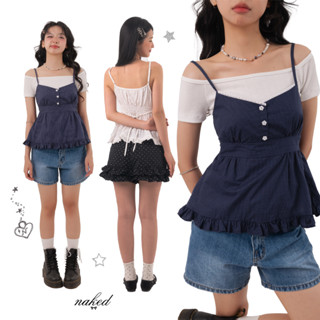 Áo hai dây nữ NAKEDbyV áo kiểu nữ phối ren lưng chun cột eo tôn dáng có tăng đơ YUMI TOP