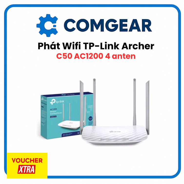 Phát Wifi TP-Link Archer C50 AC1200 4 anten