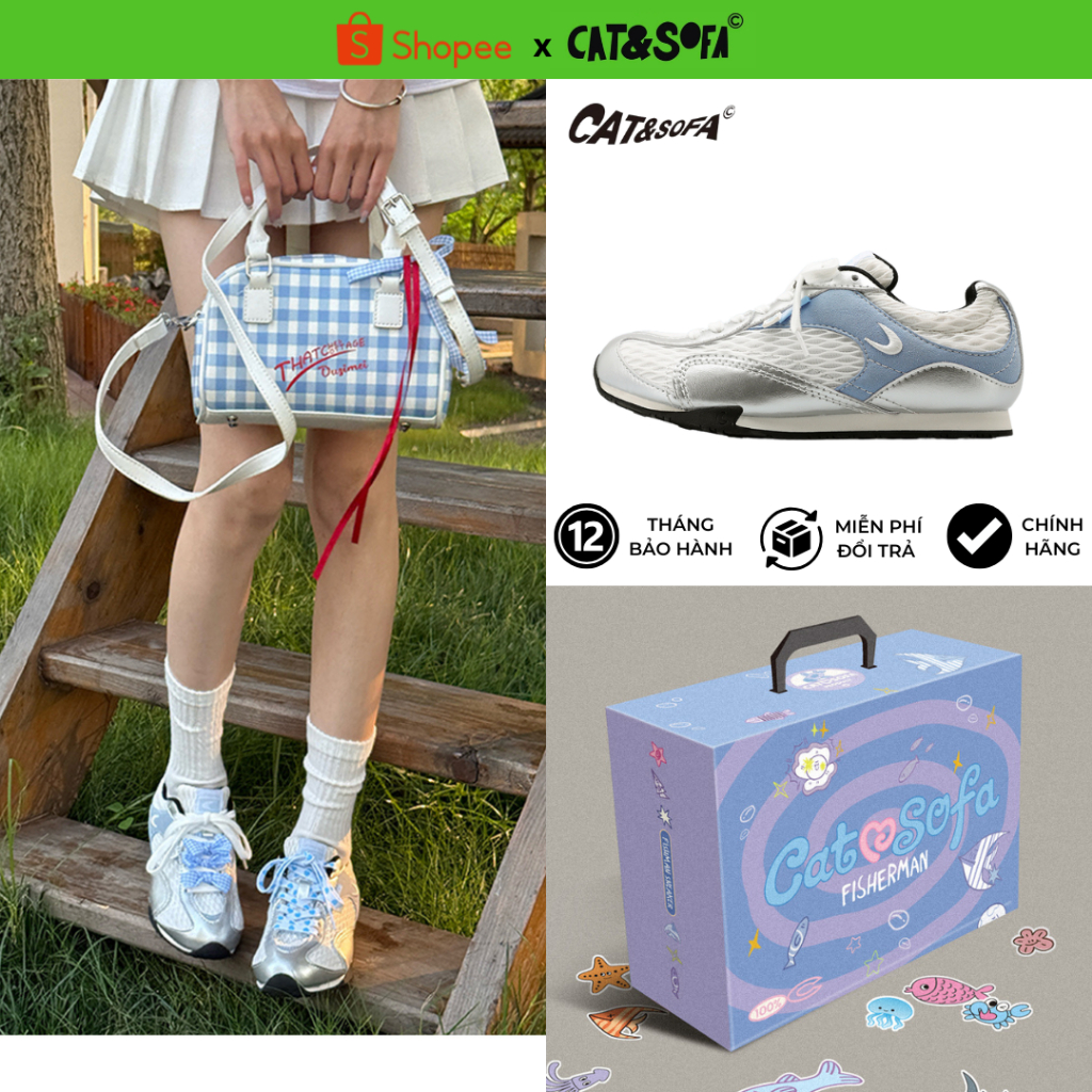 Giày Cat&Sofa Fisherman Silver Blue 2025 Chính Hãng - Giày Nam, Giày Nữ Y2K Sneaker Thể Thao Cat Sof