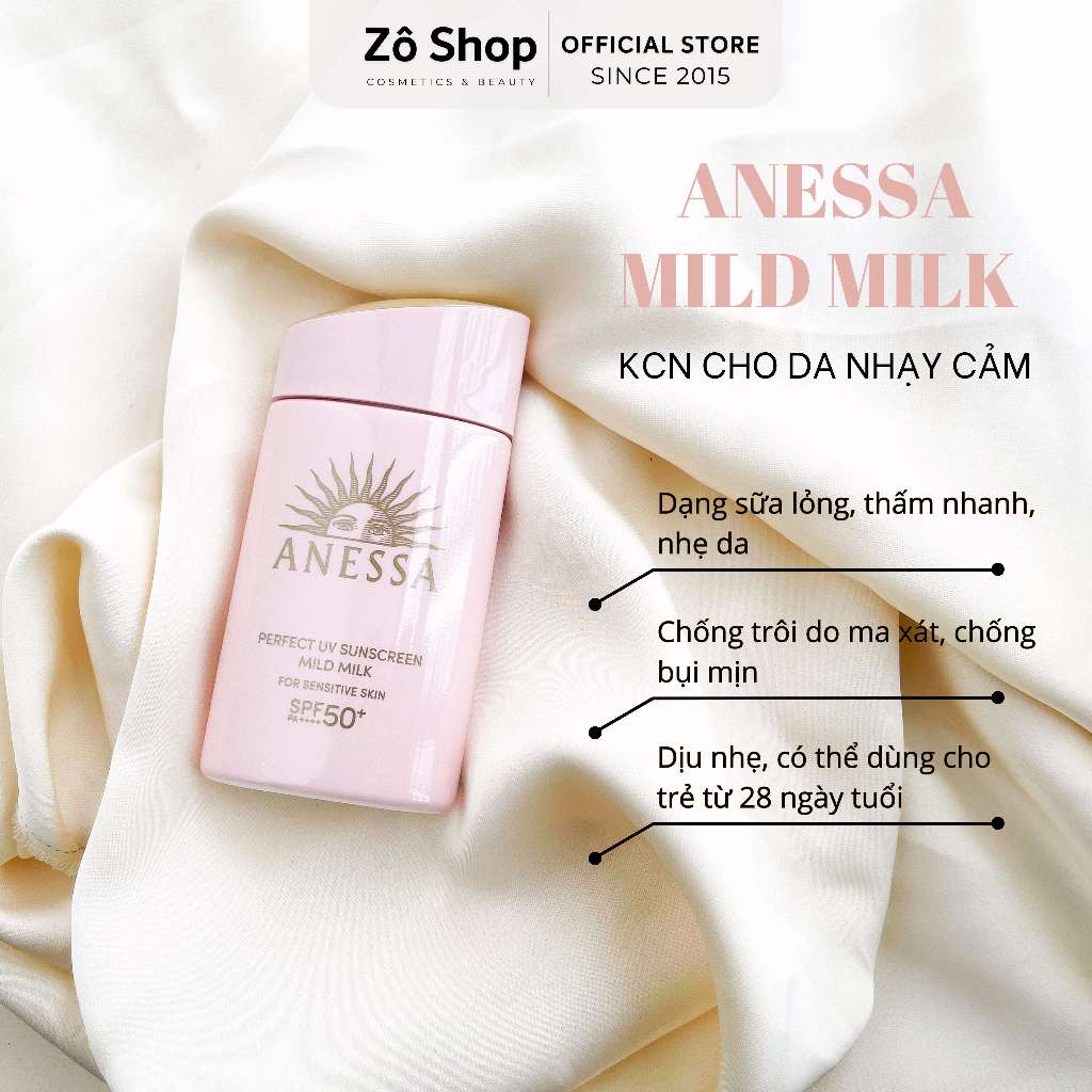 [Nhập khẩu] Sữa Chống Nắng Anessa Dịu Nhẹ Cho Da Nhạy Cảm Anessa Perfect UV Sunscreen Mild Milk 60ml