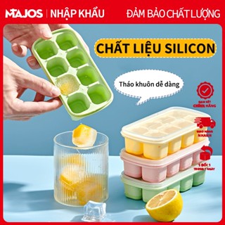 Khay Làm Đá Viên 8 Ngăn Bằng Silicone Cấp Thực Phẩm Kèm Nắp Khuôn Làm Đá Vuông Lớn Thanh Nhà Bếp Phụ Kiện