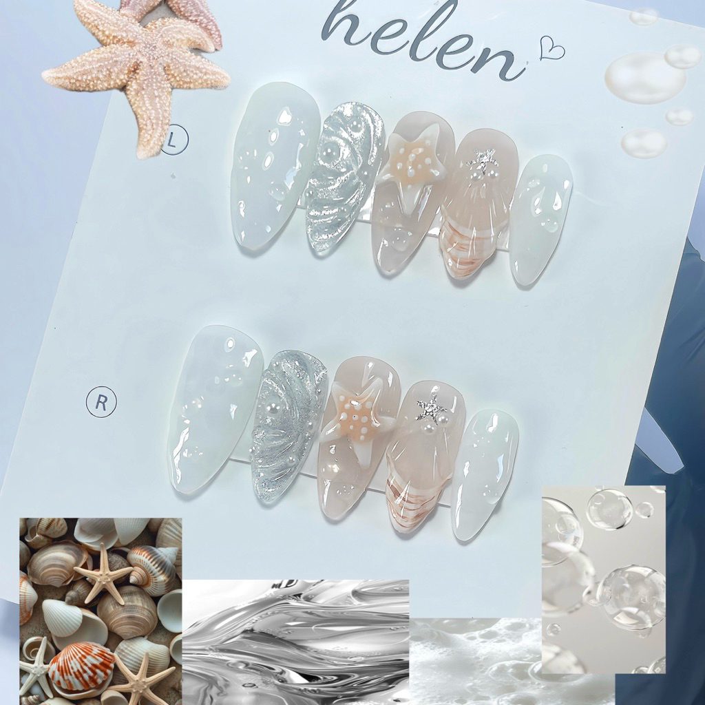 [H111] Nailbox sao biển và bong bóng trắng mã 111