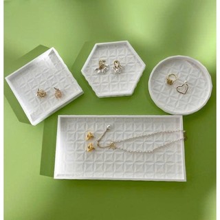 Khay Thạch Cao Decor Viền Bi Đựng Đồ Trang trí, Trang sức, Chụp Ảnh Sản Phẩm