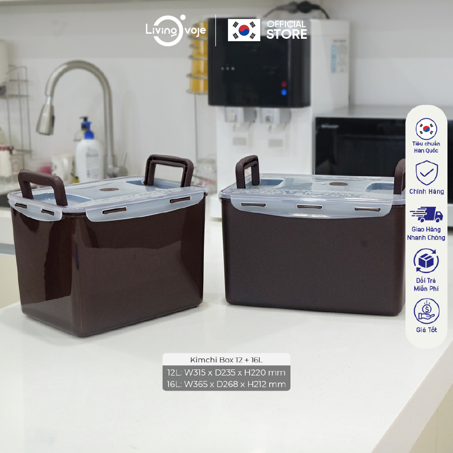 Thùng Nhựa Ủ Kim Chi Living On 12L & 16L có quai xách