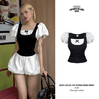 [ HÀNG MỚI VỀ] Áo body LOLI form ôm body tôn dáng Phong cách Coquette tay phồng bồng bềnh FFCLUB mix